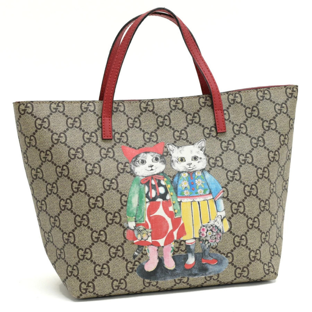 Gucci Higuchi Yuko Tote Bag Handbag GG Supreme Beige Cream Red